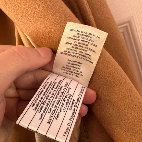 Babaton Camel Wrap-Front Wool Trench Coat - Picture 4 of 6